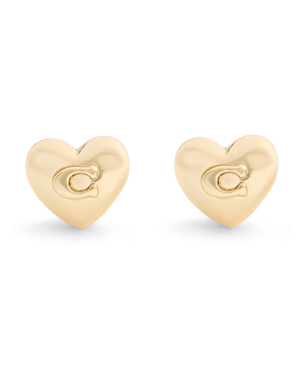 COACH Signature Gold Heart Stud Earrings