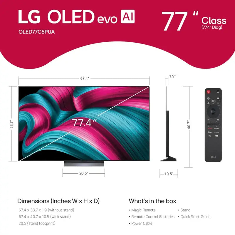 LG 77" Class C5 Series OLED evo AI 4K UHD Smart webOS TV