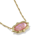Kendra Scott Elisa Gold Scallop Frame Short Pendant Necklace - Light Pink Iridescent Abalone