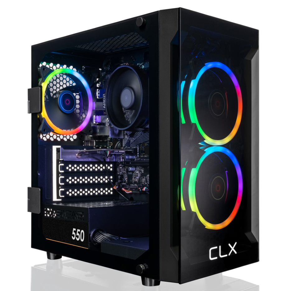 CLX SET Gaming Desktop - AMD Ryzen 7 5700G 3.8GHz 8-Core Processor, 16GB DDR4 Memory, Radeon Vega 8 2GB Shared Graphics, 1TB M.2 NVMe SSD, WiFi, Black CLX Edition Karnak MicroATX Tower RGB Fans, Windows 11 Home 64-bit