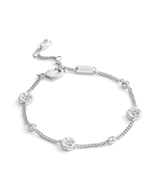 COACH Silver Tea Rose Station Linear Bracelet