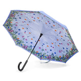 Totes InBrella Stick Reverse-Close Umbrella with Under Canopy Print