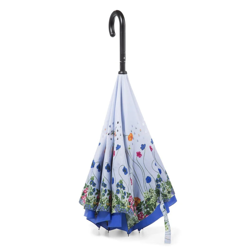 Totes InBrella Stick Reverse-Close Umbrella with Under Canopy Print