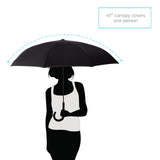 Totes InBrella Stick Reverse-Close Umbrella with Under Canopy Print