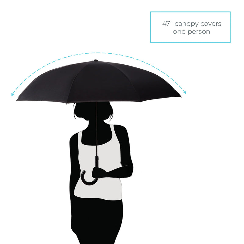 Totes InBrella Stick Reverse-Close Umbrella with Under Canopy Print