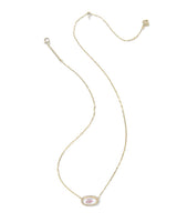 Kendra Scott Elisa Pave Frame Love Script Short Pendant Necklace - Gold Plated