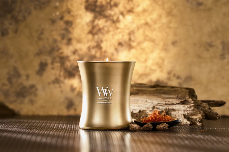 WoodWick Medium Hourglass Precious Metals Candle - Shimmering Spice