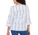 Ruby Road Womens Spliced Jacquard Stripe Top