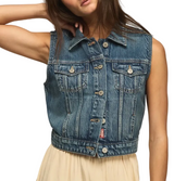 Lucky Brand Womens Cropped Trucker Vest