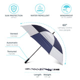 Totes Vented Golf Stick Umbrella with Wind & Sun Protection