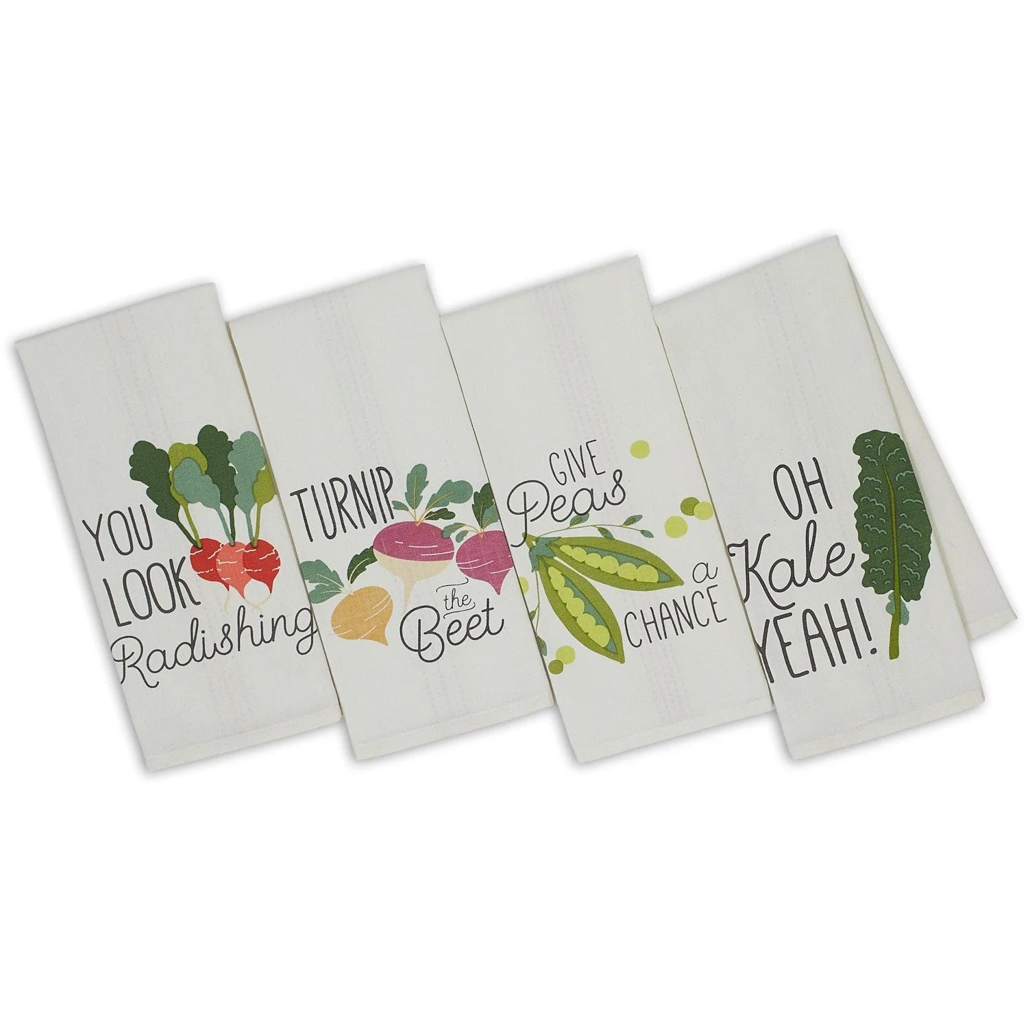 Design Imports Veggie Punny Assorted Printed Dishtowels