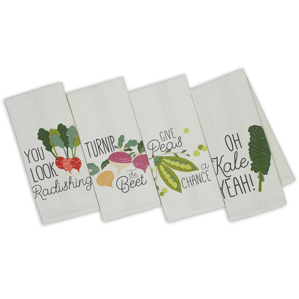 Design Imports Veggie Punny Assorted Printed Dishtowels