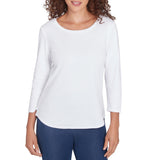 Ruby Rd. Womens Rib Three Quarter Sleeve Top