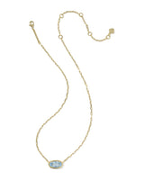 Kendra Scott Elisa Luxe Gold Short Pendant Necklace - Light Blue CZ
