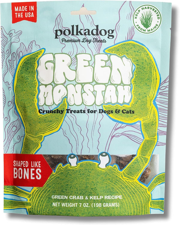 Polkadog Green Monstah Bone Shaped Crunchy Dog Treats - 7 oz.