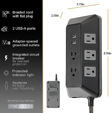 GE UltraPro 8-Outlet Surge Protector