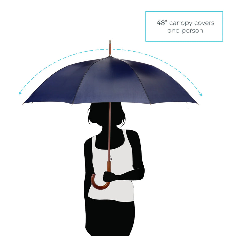 Totes Classic Solid Wood Stick Umbrella