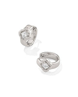 Kendra Scott Mallory Crystal Silver Huggie Earrings - White Cubic Zironia
