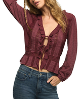Lucky Brand Womens Ruffle Flyaway Knit Top