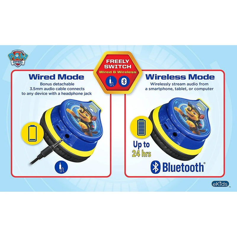 eKids Paw Patrol Chase Bluetooth Headphones