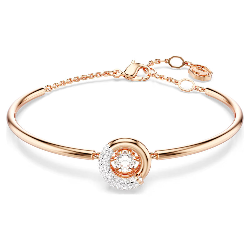 Swarovski Dextera Bangle Bracelet - Round Cut, White, Rose Gold-Tone Plated