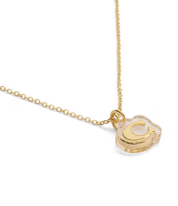 COACH Signature C Lucite Pendant Necklace
