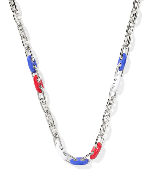 Kendra Scott Silver-Plated Bailey Red White & Blue Chain