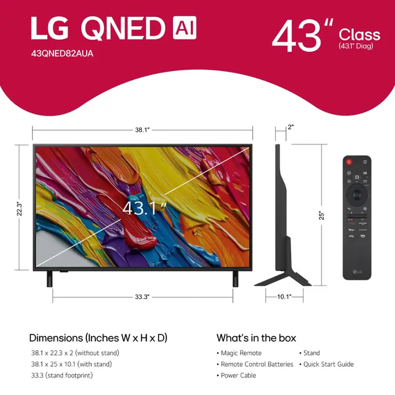 LG - 43" Class 82A Series QNED AI 4K UHD Smart webOS TV