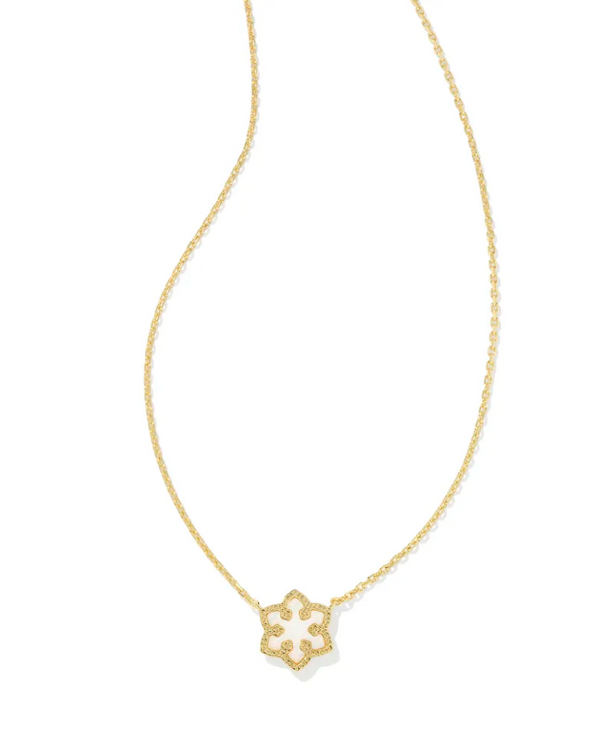 Kendra Scott Snowflake Gold Short Pendant Necklace - White Kyocera Opal