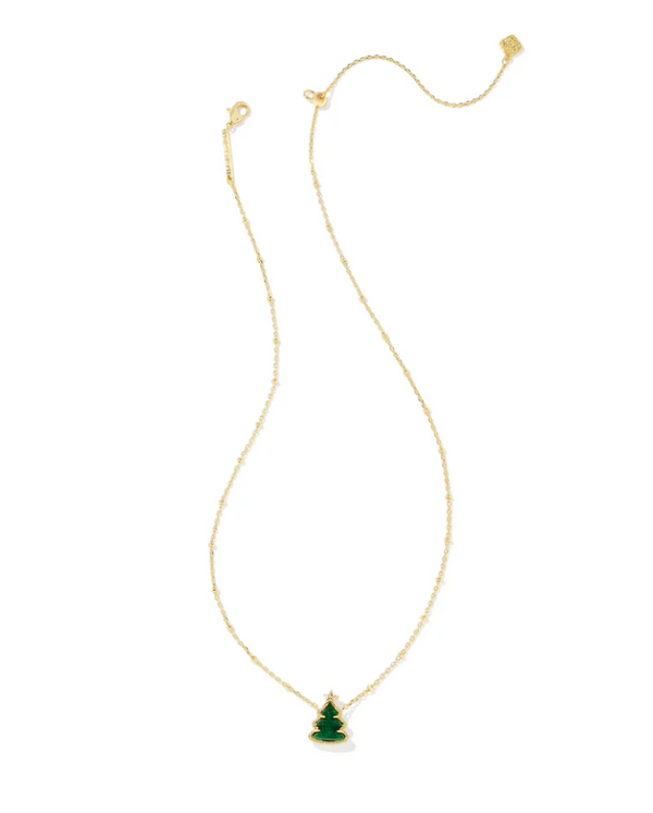 Kendra Scott Holiday Tree Gold Short Pendant Necklace - Green Quartzite