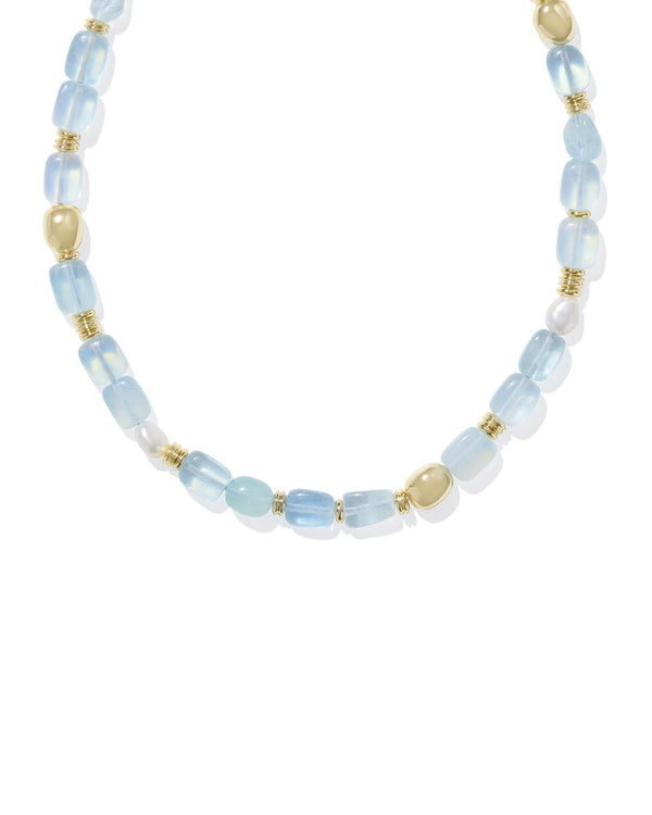 Kendra Scott Melody Beaded Strand Necklace - Gold Aquamarine