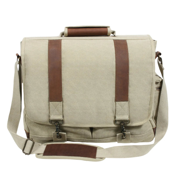 Rothco Vintage Canvas Pathfinder Laptop Bag with Leather Accents