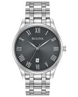 Bulova Mens Classic Watch - Silver-Tone Stainless Steel Bracelet