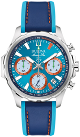 Bulova Mens E1 Team Miami Mairne Star Watch - Blue Leather Strap