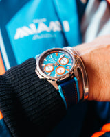 Bulova Mens E1 Team Miami Mairne Star Watch - Blue Leather Strap