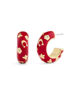 COACH Red Signature C Floral Chubby Hoop Earrings