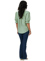 Democracy Womens Elbow Sleeve Button Down Woven Shirt
