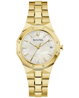 Bulova Womens Prestige White Dial Gold-Tone Watch