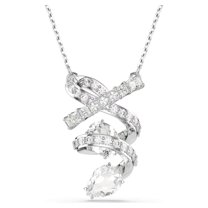 Swarovski Hyperbola Pendant Necklace - Mixed Cuts, White, Rhodium Plated