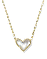 Kendra Scott Mother Of Pearl Ari Heart Statement Short Pendant Necklace - Gold Plated
