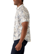 Nautica Mens Short Sleeve Tencel Floral Button Up Shirt