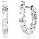 Swarovski Vittore Hoop Earrings - Round cut, White, Rhodium plated