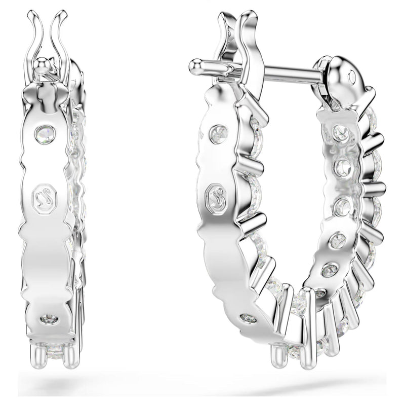 Swarovski Vittore Hoop Earrings - Round cut, White, Rhodium plated