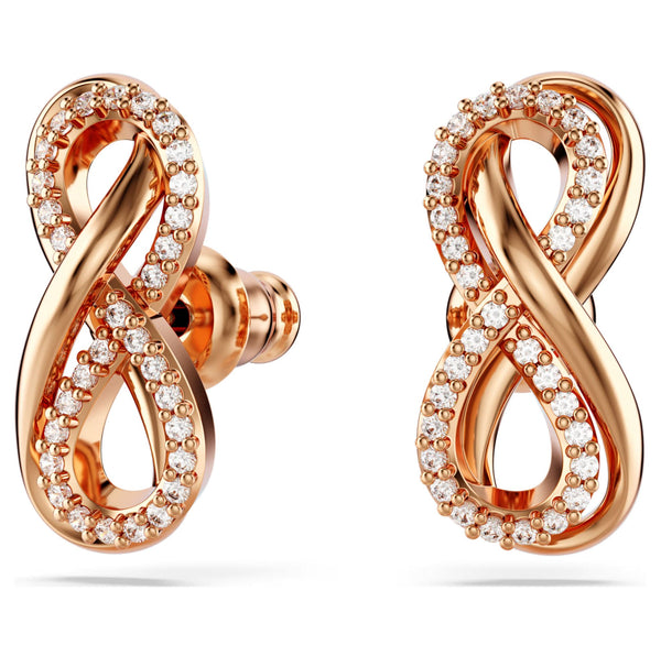 Swarovski Hyperbola Stud Earrings - Mixed cuts, Mini, White, Rose gold-tone plated
