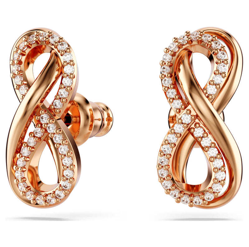 Swarovski Hyperbola Stud Earrings - Mixed cuts, Mini, White, Rose gold-tone plated