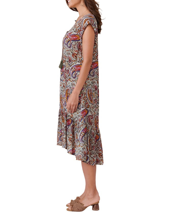Democracy Womens Lace Up Tiered Woven Dress
