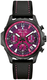 Bulova Mens E1 Team Miami Mairne Star Watch - Black Leather Strap