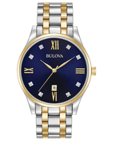 Bulova Mens Classic Diamond Watch - Two-Tone Stainless Steel Bracelet