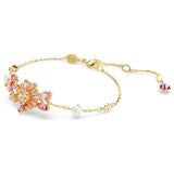 Swarovski Gema Bracelet - Crystal Pearl, Mixed cuts, Flower, Pink, Gold-tone plated