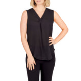 Emaline Womens Essentials V-Neck Georgette Blouse